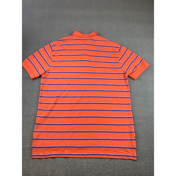 Polo By Ralph Lauren Men's L Orange Blue Striped Short Sleeve Polo Shirt - Picture 2 of 10